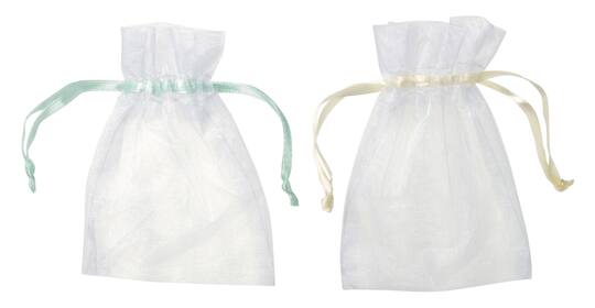 Darice White Organza Favor Bags With Yellow Or Green Trim 24 Pack